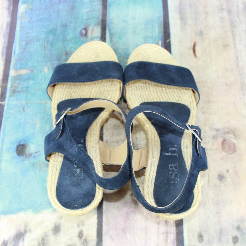 Lisa B. Black Leather Ankle Strap Espadrilles Wedge Sandals EU 40 US 9 - Picture 6 of 9